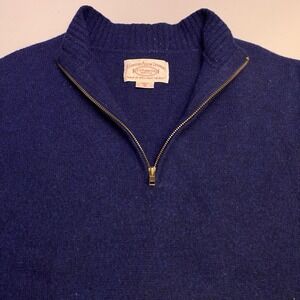 CC Filson Sweater M Mens 1/4 Zip Pullover Thick Heavy Wool Navy FLAWS